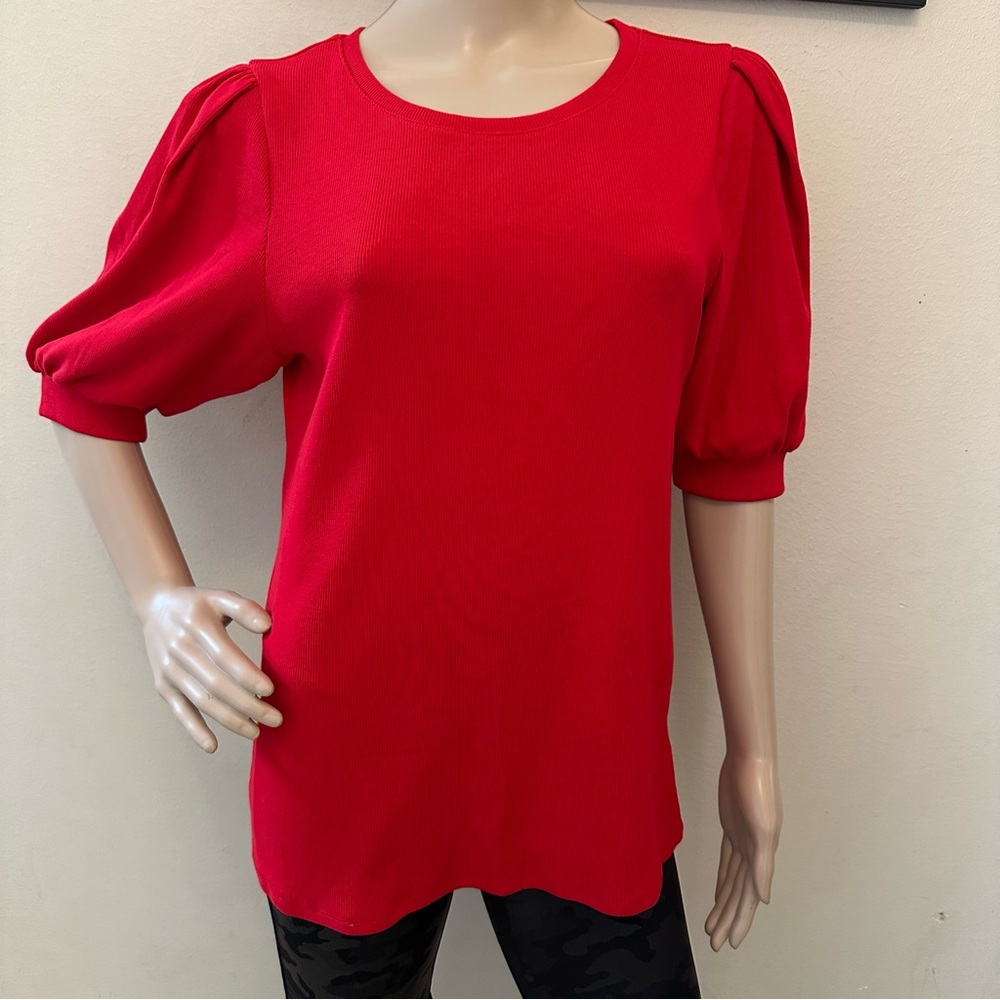 Express Vibrant Red Women's Puff Sleeve Blouse